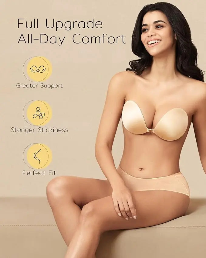 Silicone Adhesive Push-Up Bra for Backless Dresses Orange Preference