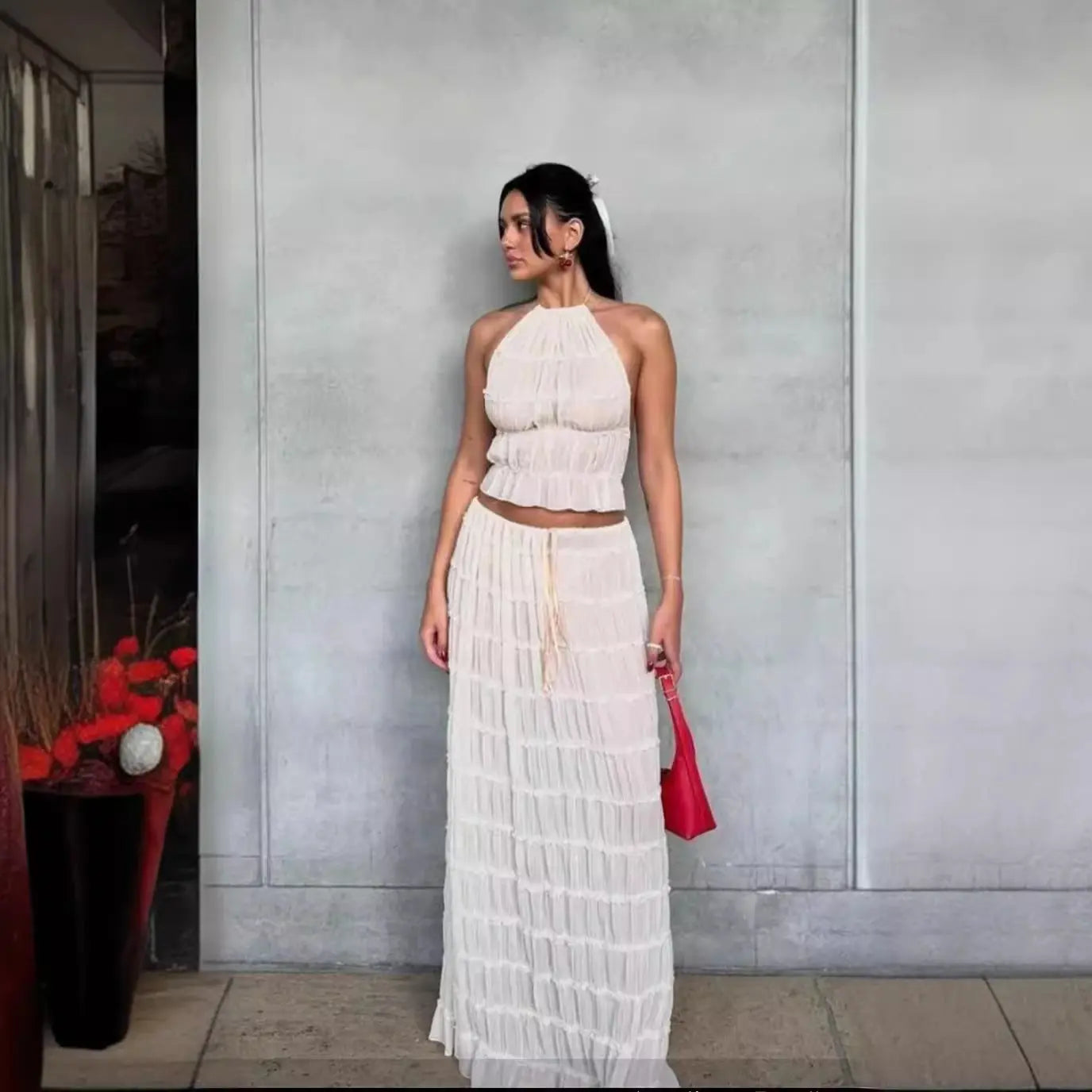 Elegant Beach Maxi Set Orange Preference