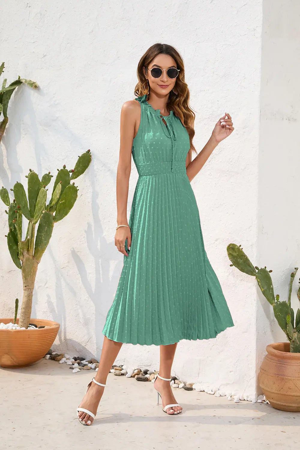 Elegant Swiss Dot Summer Dress â Flattering & Breezy Fit Orange Preference