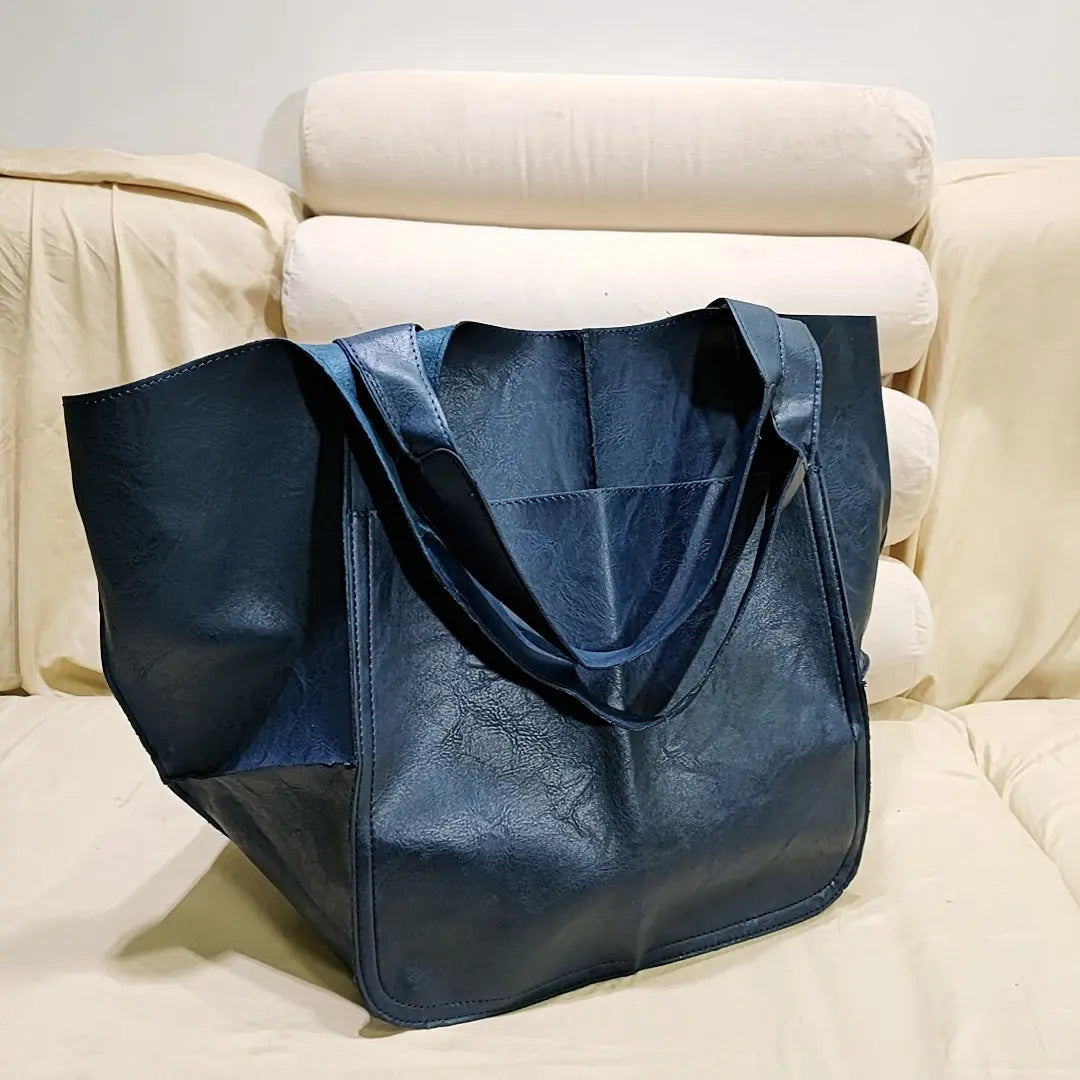 Chic Oversized Leather Tote Orange Preference