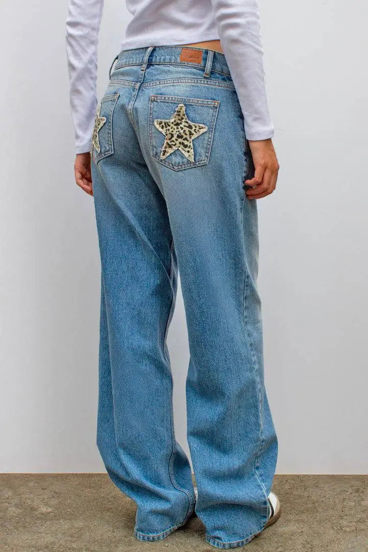 Leopard Star Trendy Jeans Orange Preference