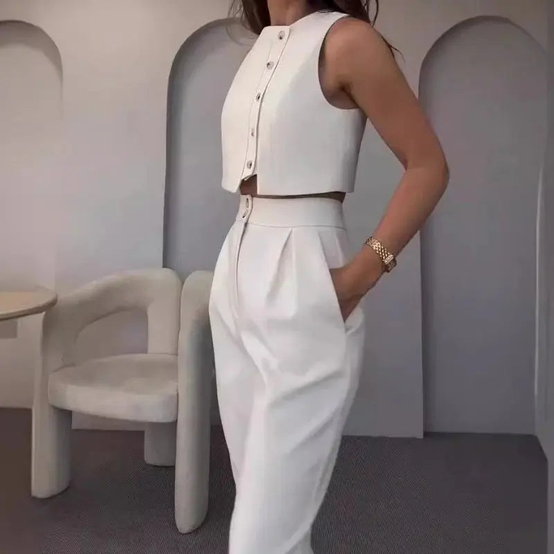 Chic Sleeveless Comfort Suit Orange Preference