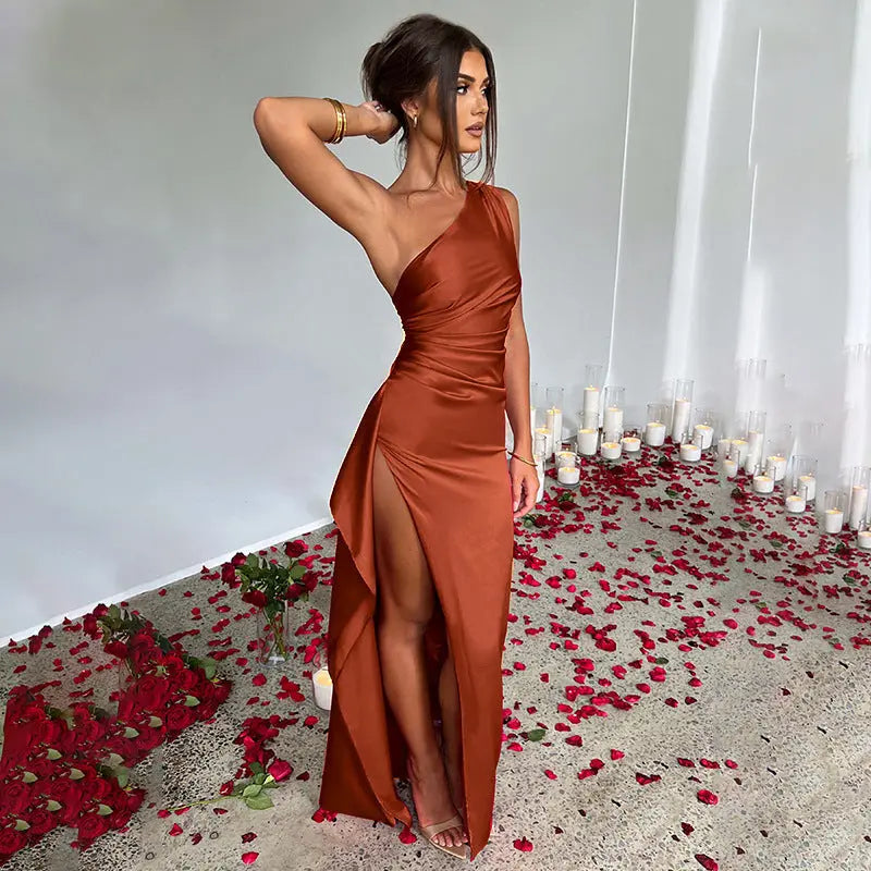 Elegant Mauve Maxi Dress Orange Preference