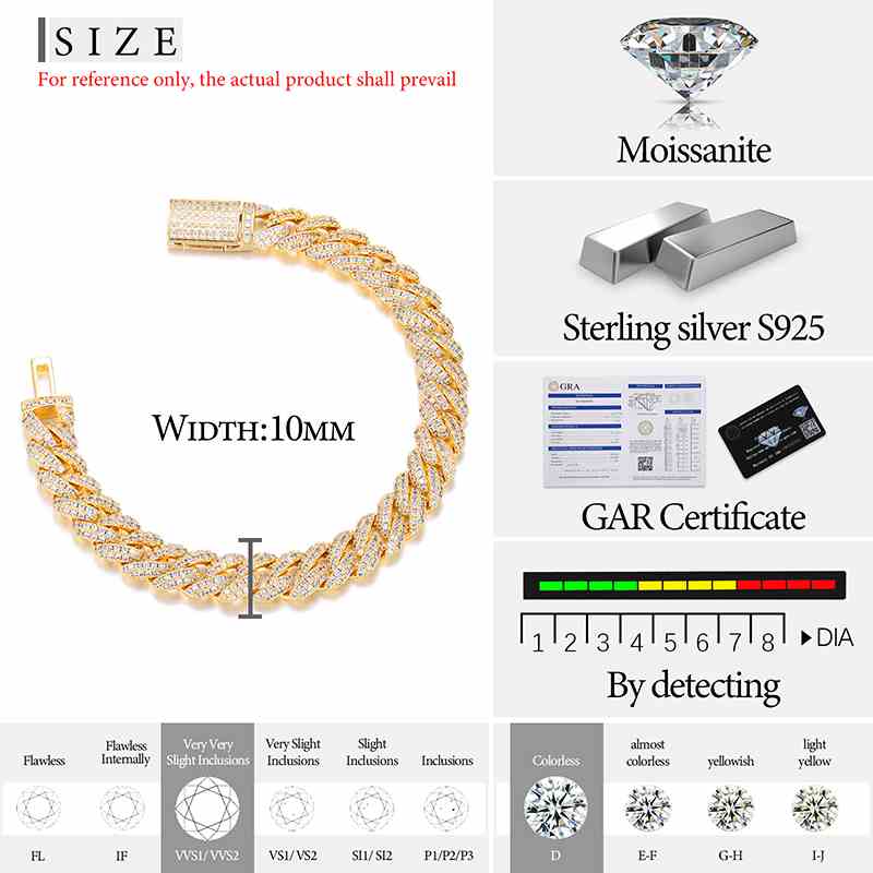 Radiant Moissanite Cuban Bracelet Orange Preference