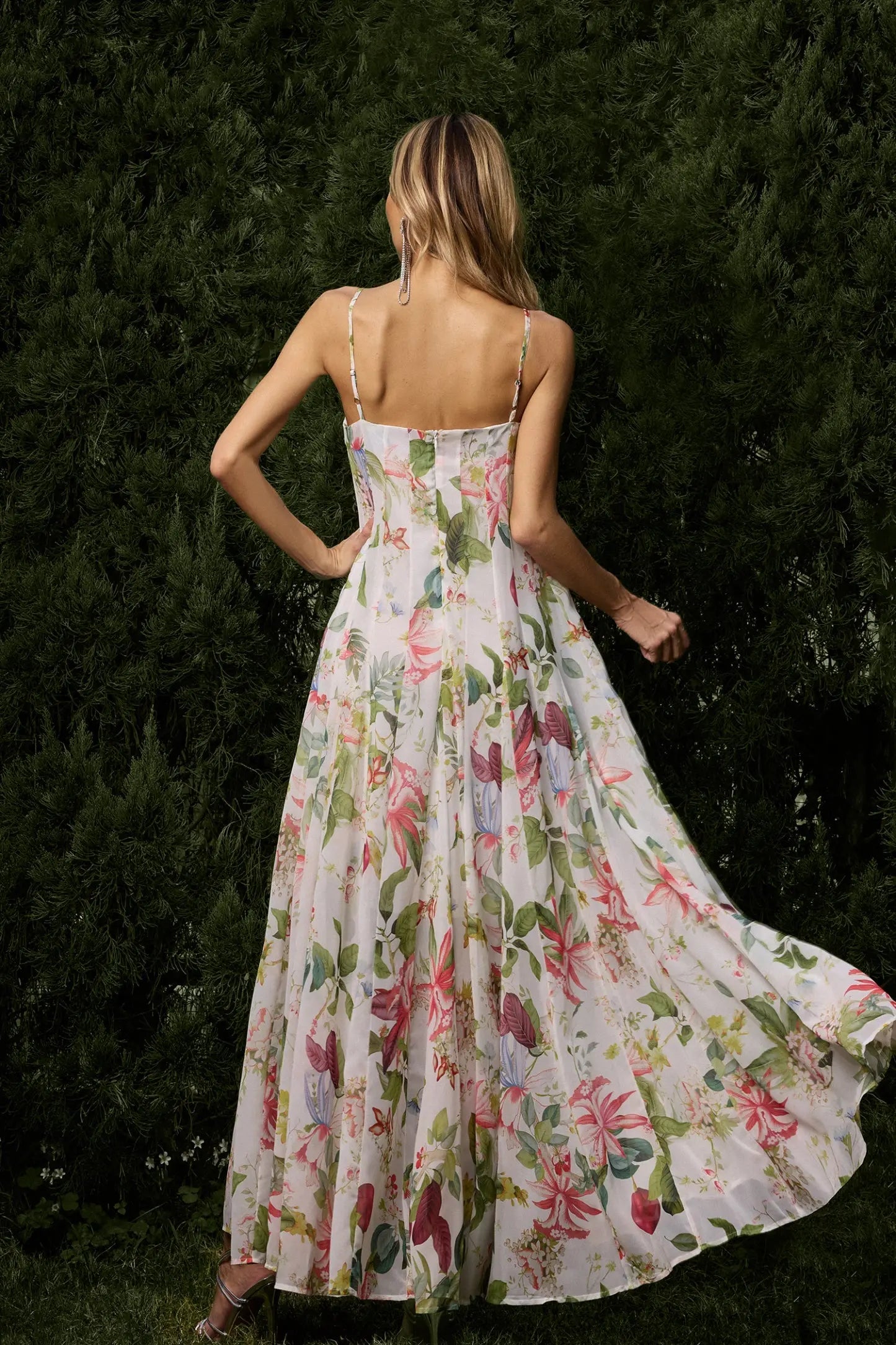 Flowy Floral Maxi Dress Orange Preference