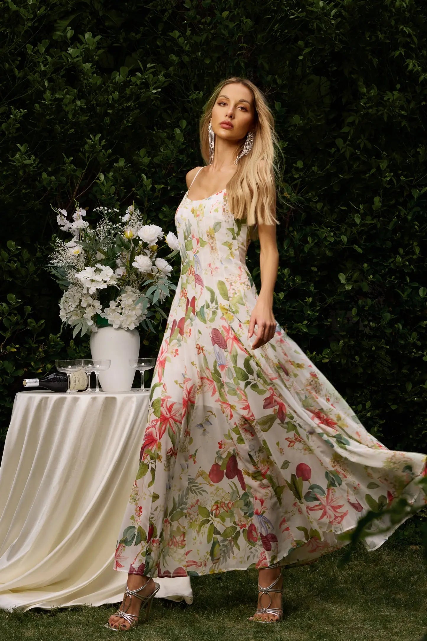 Flowy Floral Maxi Dress Orange Preference