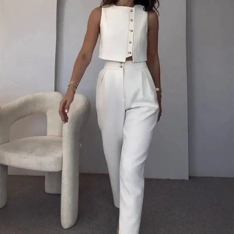 Chic Sleeveless Comfort Suit Orange Preference