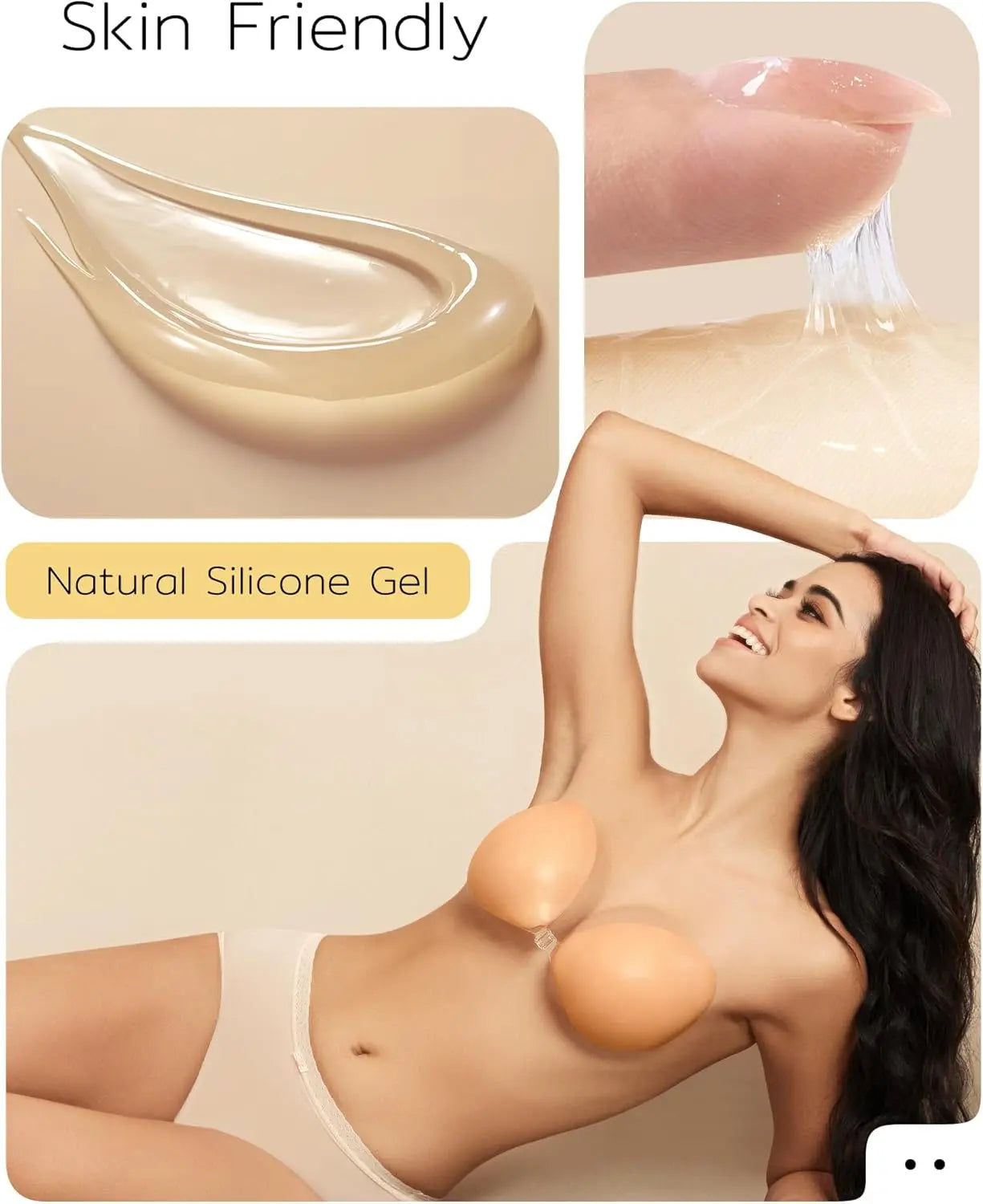 Silicone Adhesive Push-Up Bra for Backless Dresses Orange Preference