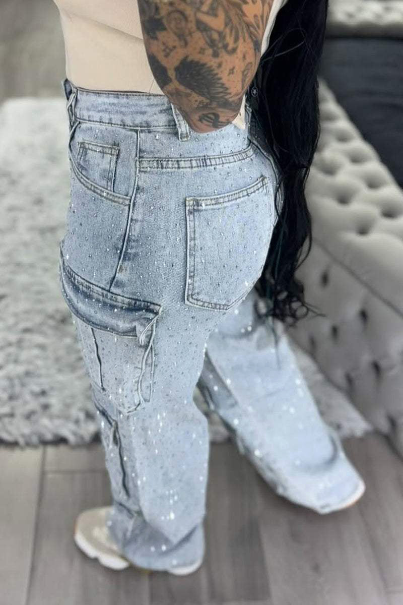 Sparkling Multi-Pocket Jeans Orange Preference