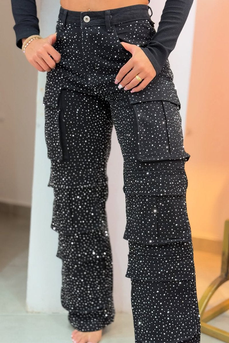 Sparkling Multi-Pocket Jeans Orange Preference