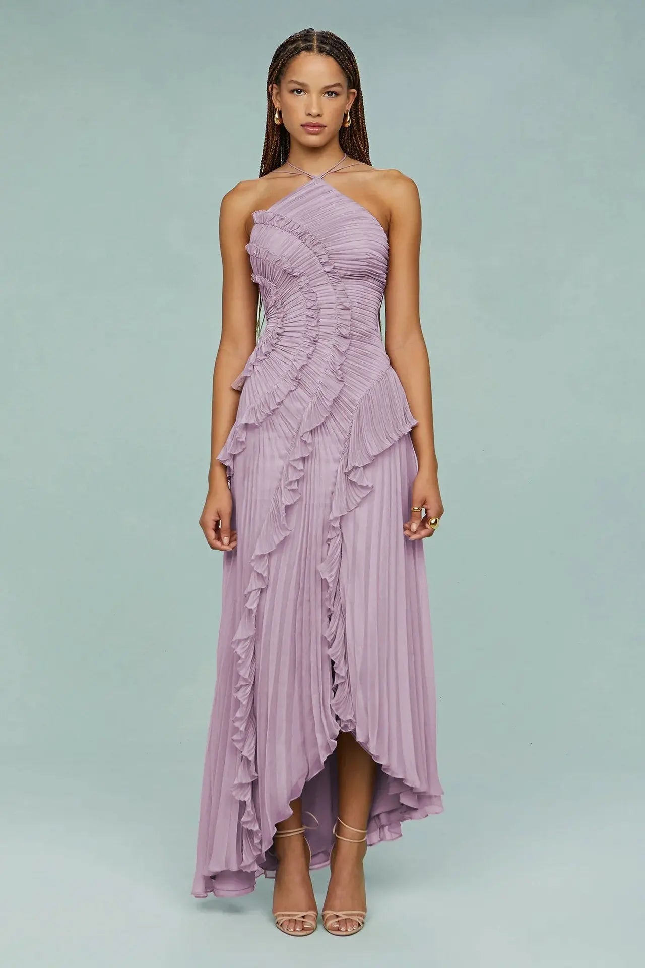 ✨ Elegant Pleated Maxi Dress – Grace in Every Step Orange Preference