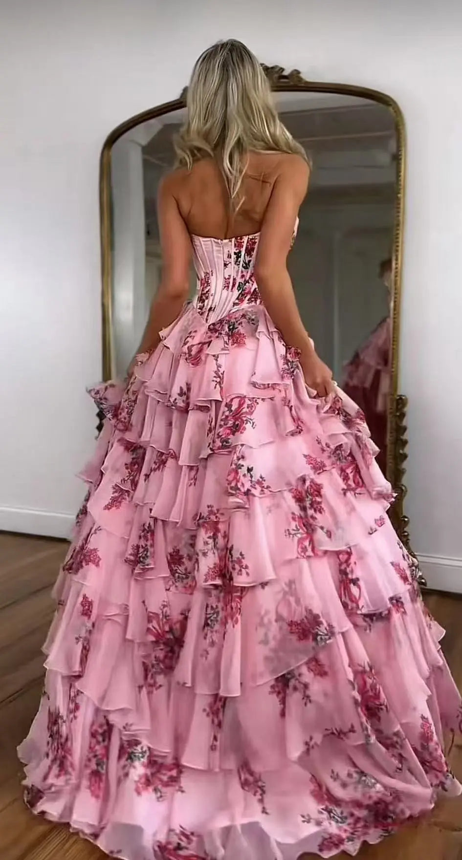 👑Elegant Strapless Evening Dress Orange Preference