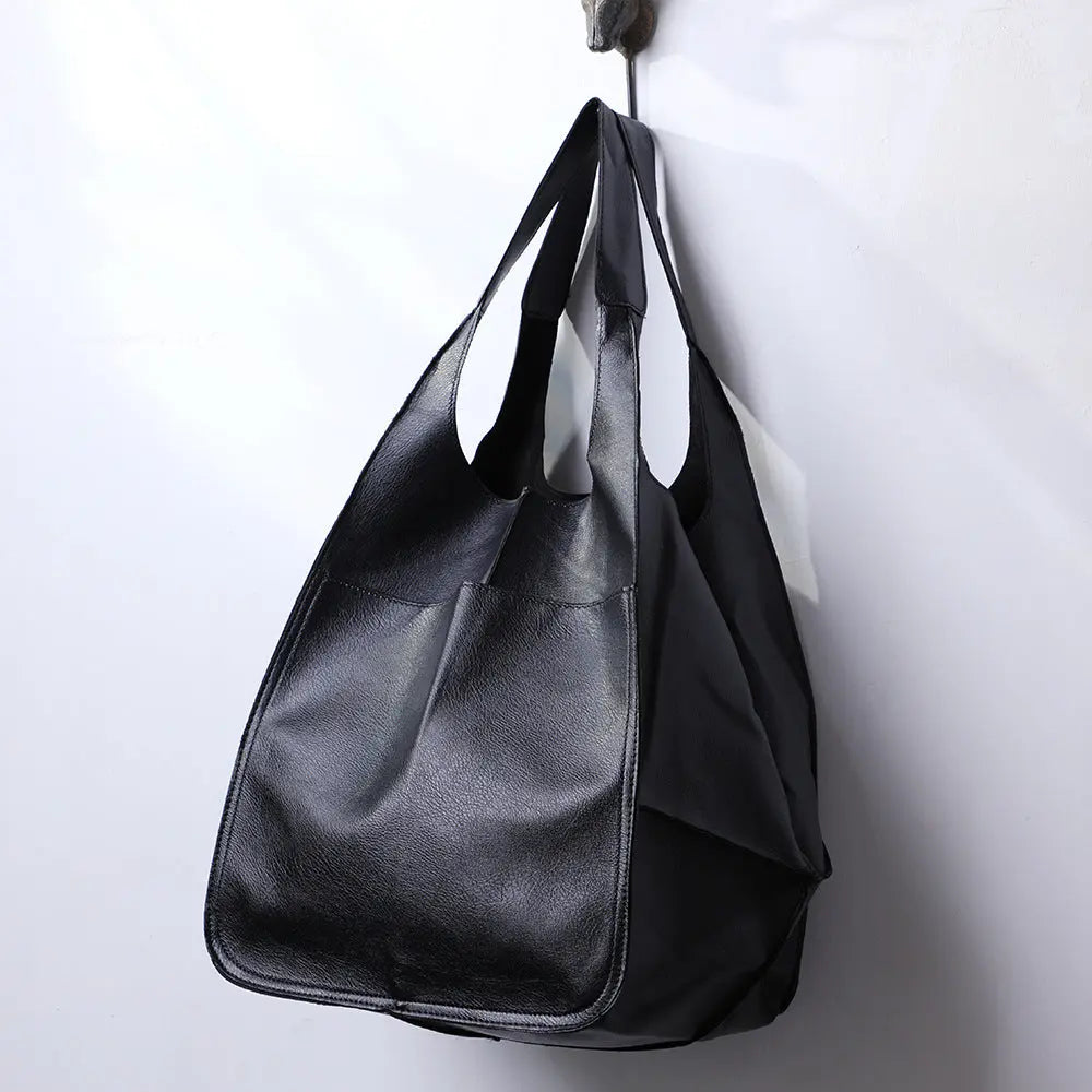 Chic Oversized Leather Tote Orange Preference