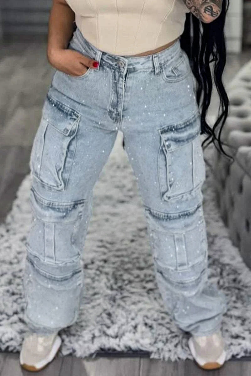 Sparkling Multi-Pocket Jeans Orange Preference