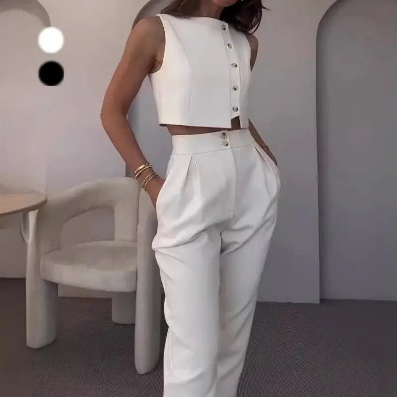 Chic Sleeveless Comfort Suit Orange Preference