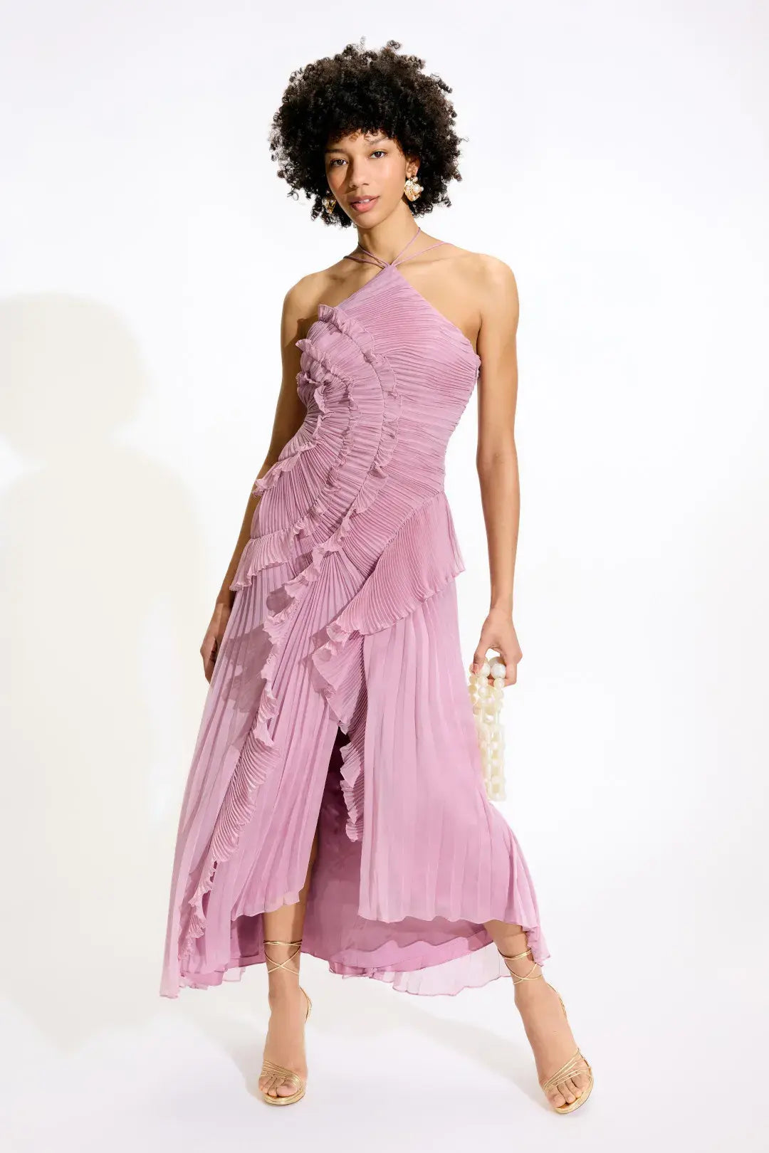 ✨ Elegant Pleated Maxi Dress – Grace in Every Step Orange Preference