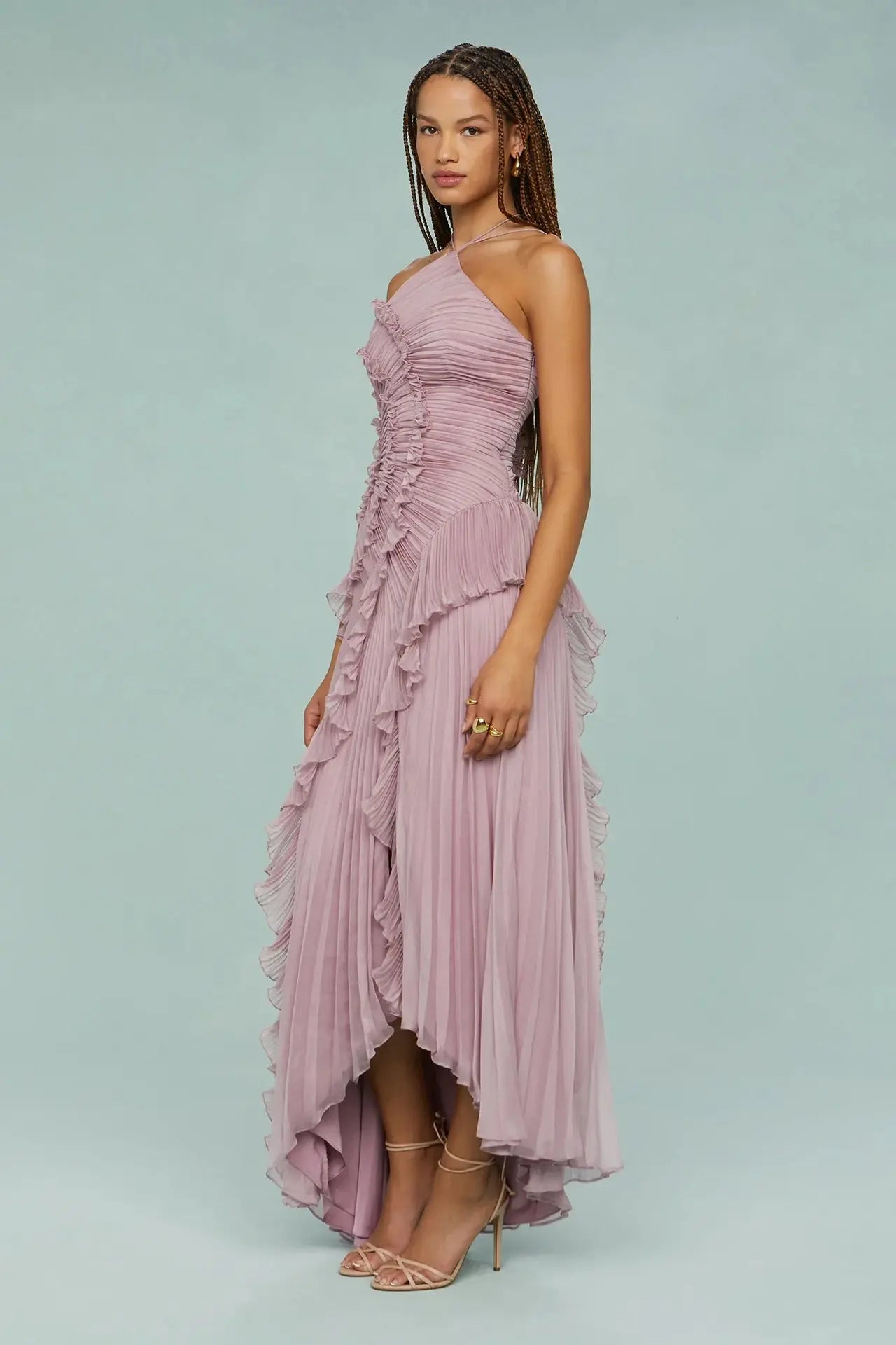 ✨ Elegant Pleated Maxi Dress – Grace in Every Step Orange Preference