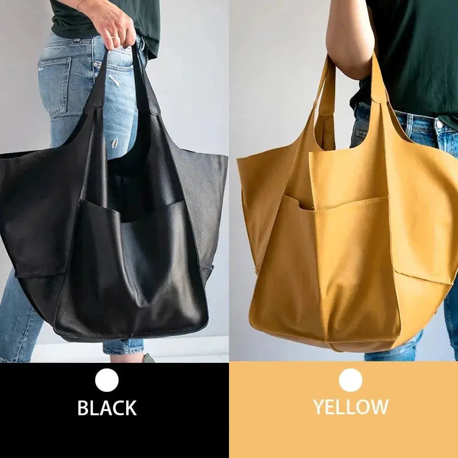 Chic Oversized Leather Tote Orange Preference