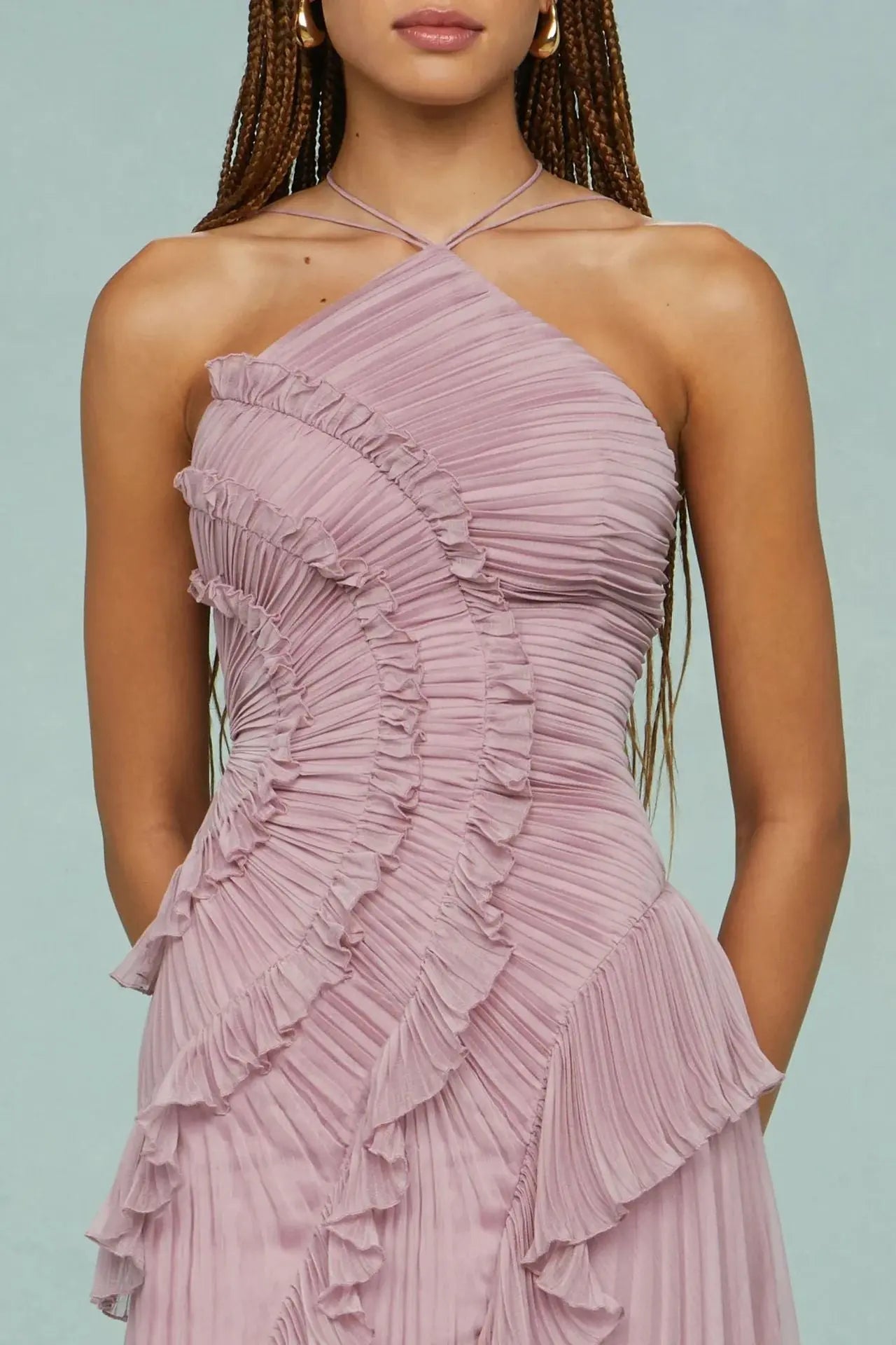 ✨ Elegant Pleated Maxi Dress – Grace in Every Step Orange Preference