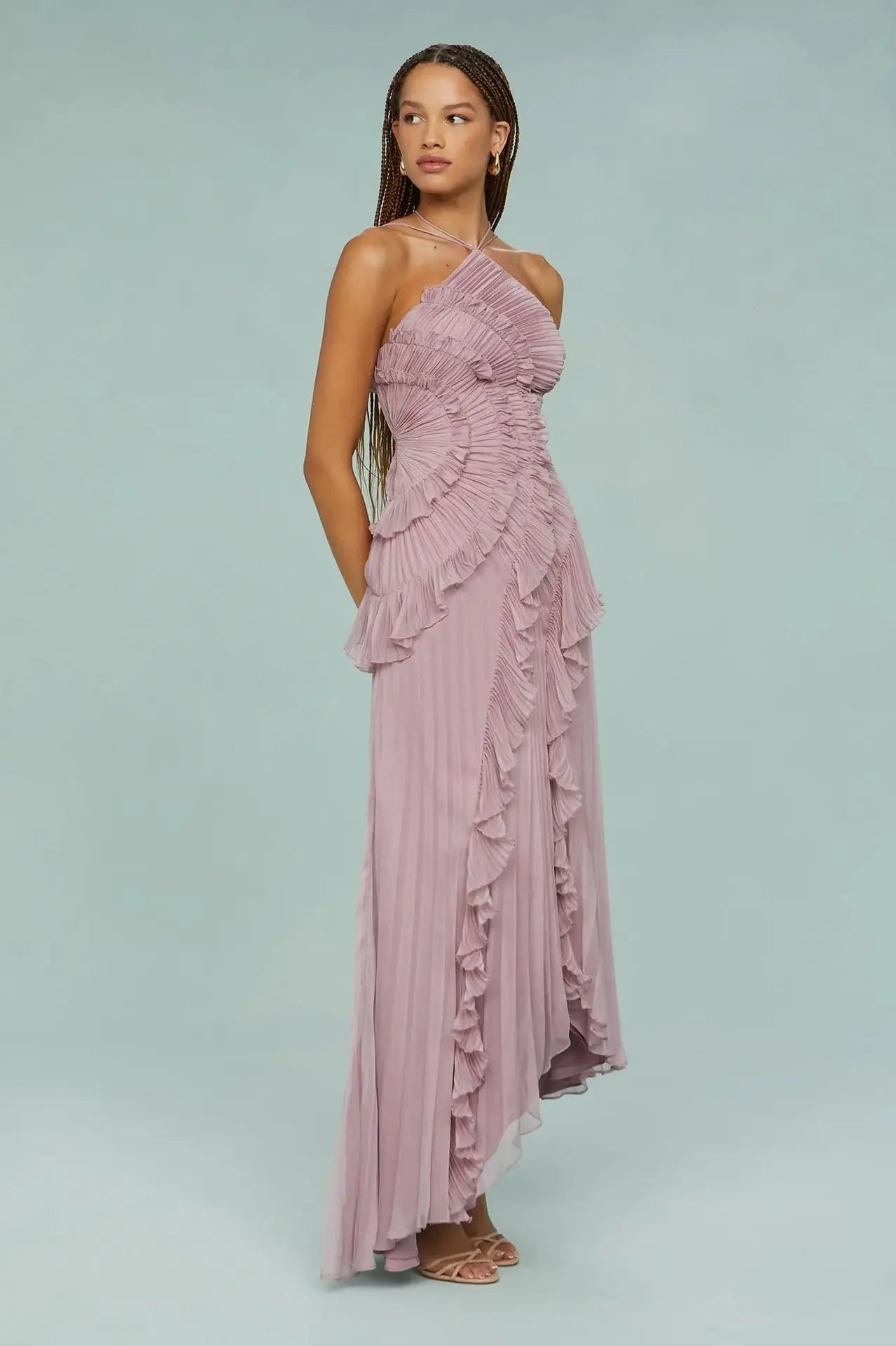 ✨ Elegant Pleated Maxi Dress – Grace in Every Step Orange Preference