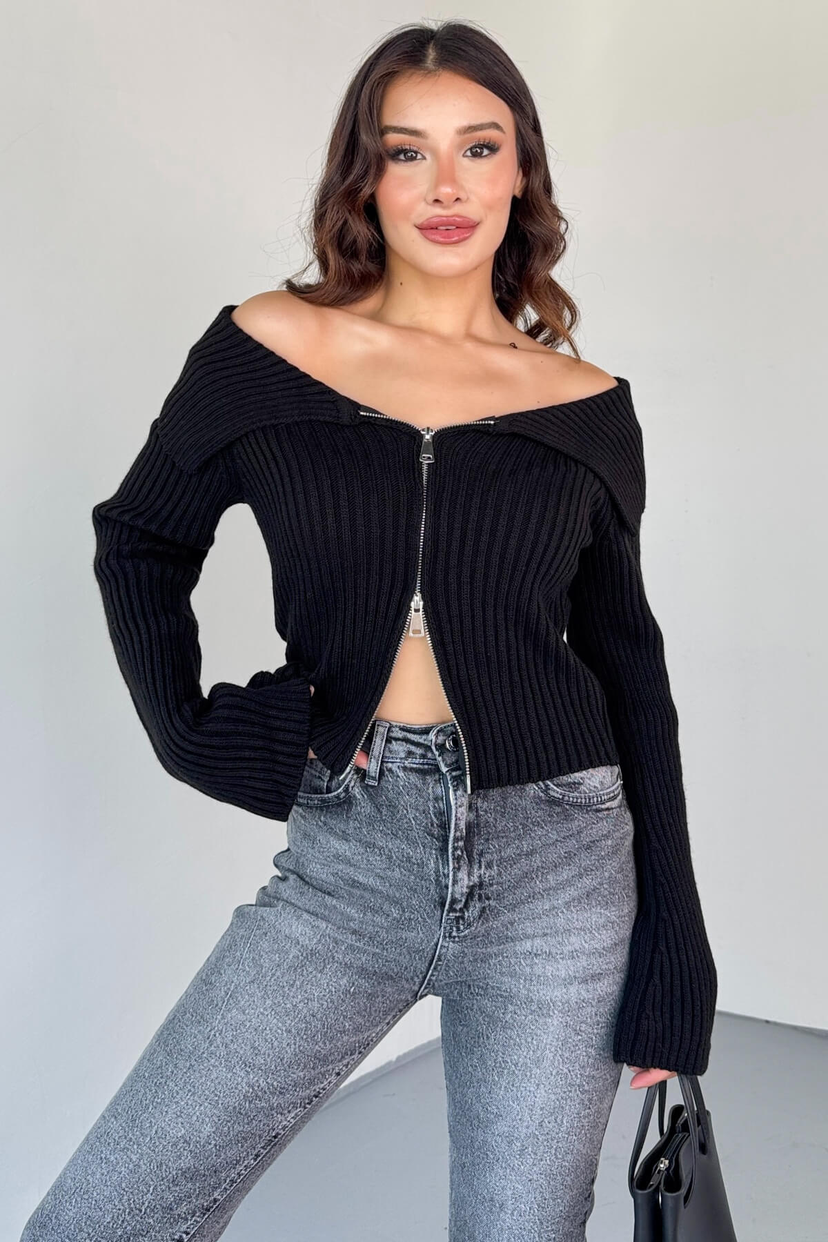 Cozy Versatile Zip Cardigan Orange Preference