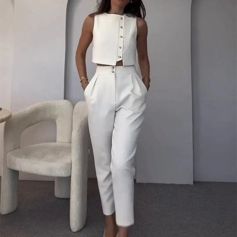 Chic Sleeveless Comfort Suit Orange Preference
