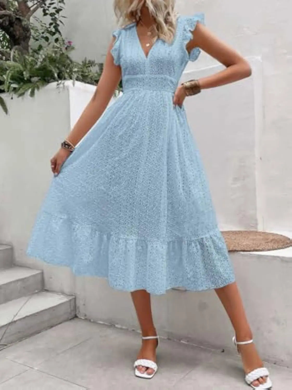 Flutter Sleeve Summer Dress Orange Preference