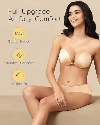 Silicone Adhesive Push-Up Bra for Backless Dresses Orange Preference