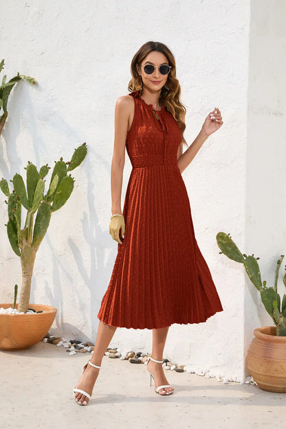 Elegant Swiss Dot Summer Dress – Flattering & Breezy Fit Orange Preference