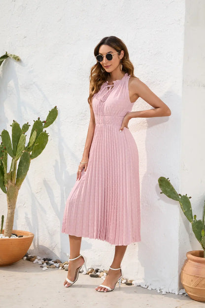 Elegant Swiss Dot Summer Dress – Flattering & Breezy Fit Orange Preference