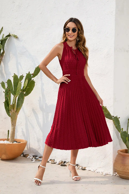 Elegant Swiss Dot Summer Dress – Flattering & Breezy Fit Orange Preference