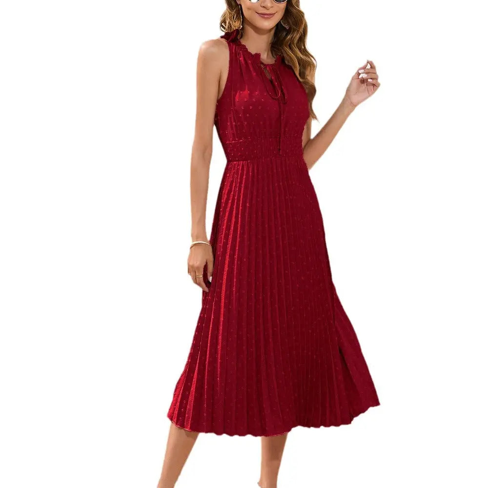 Elegant Swiss Dot Summer Dress – Flattering & Breezy Fit Orange Preference