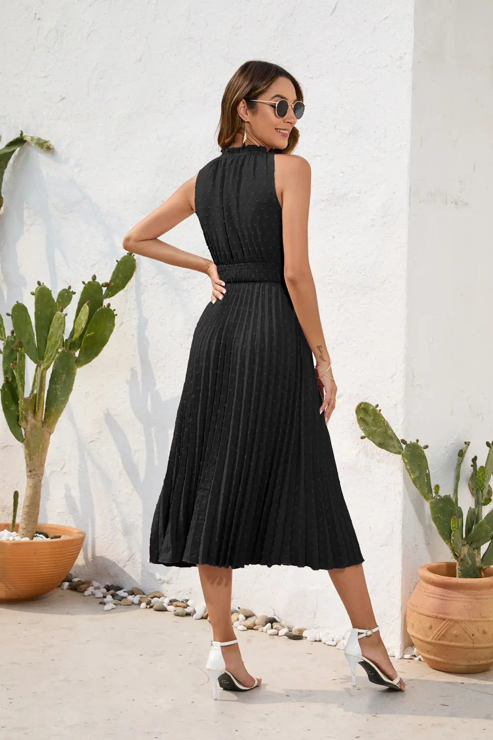 Elegant Swiss Dot Summer Dress – Flattering & Breezy Fit Orange Preference