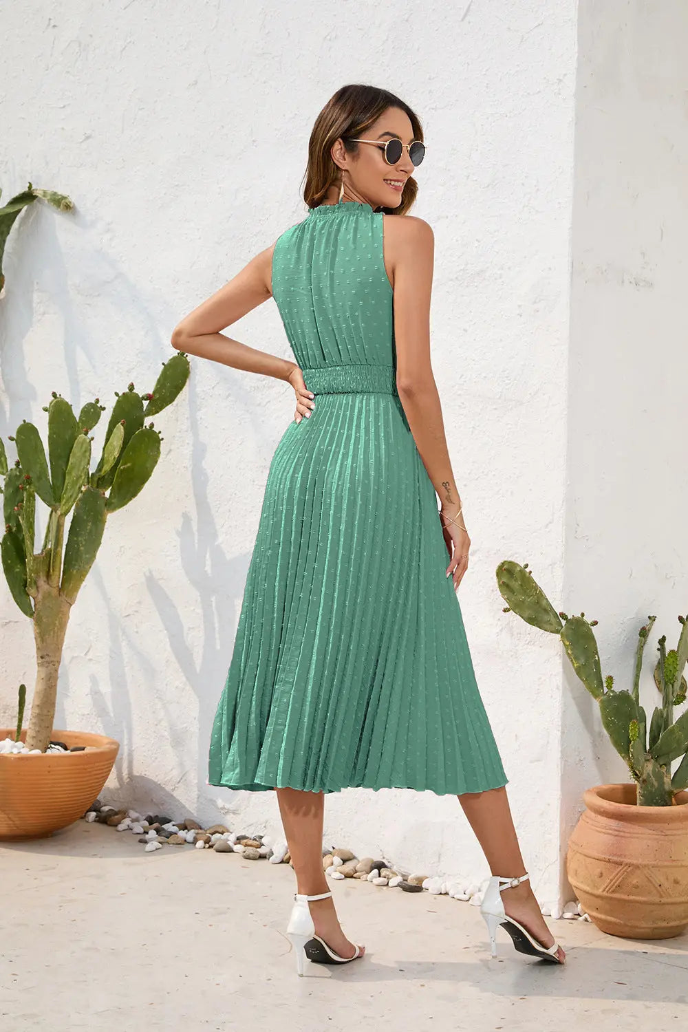 Elegant Swiss Dot Summer Dress – Flattering & Breezy Fit Orange Preference