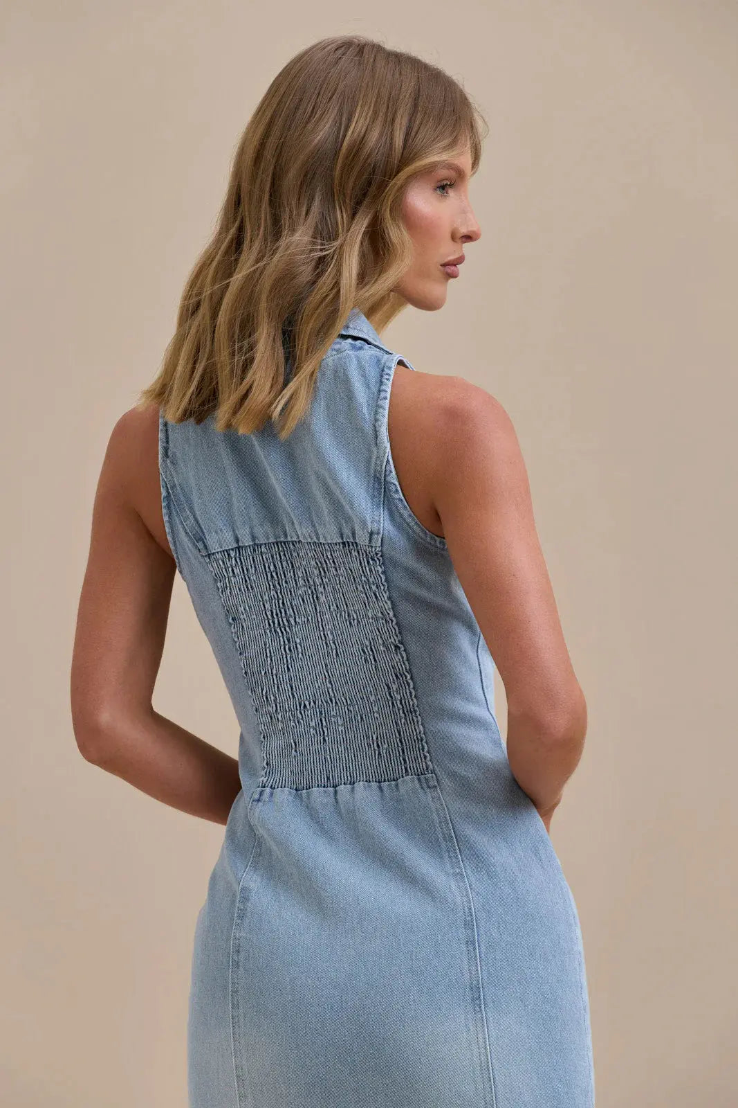 Stylish Denim Maxi Dress Orange Preference