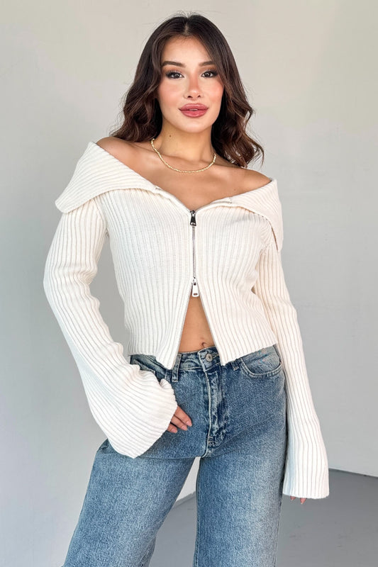 Cozy Versatile Zip Cardigan Orange Preference