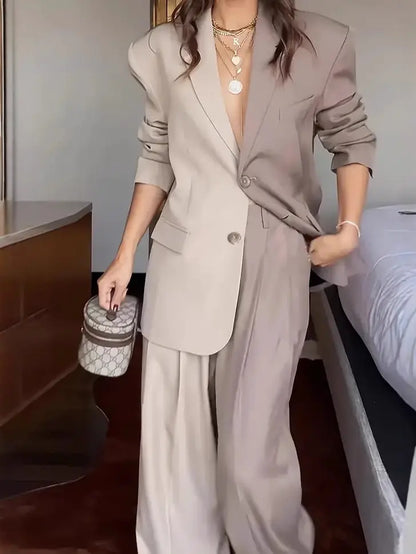 Chic Two-Tone Blazer Set Orange Preference