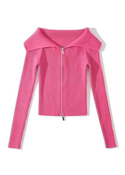 Cozy Versatile Zip Cardigan Orange Preference