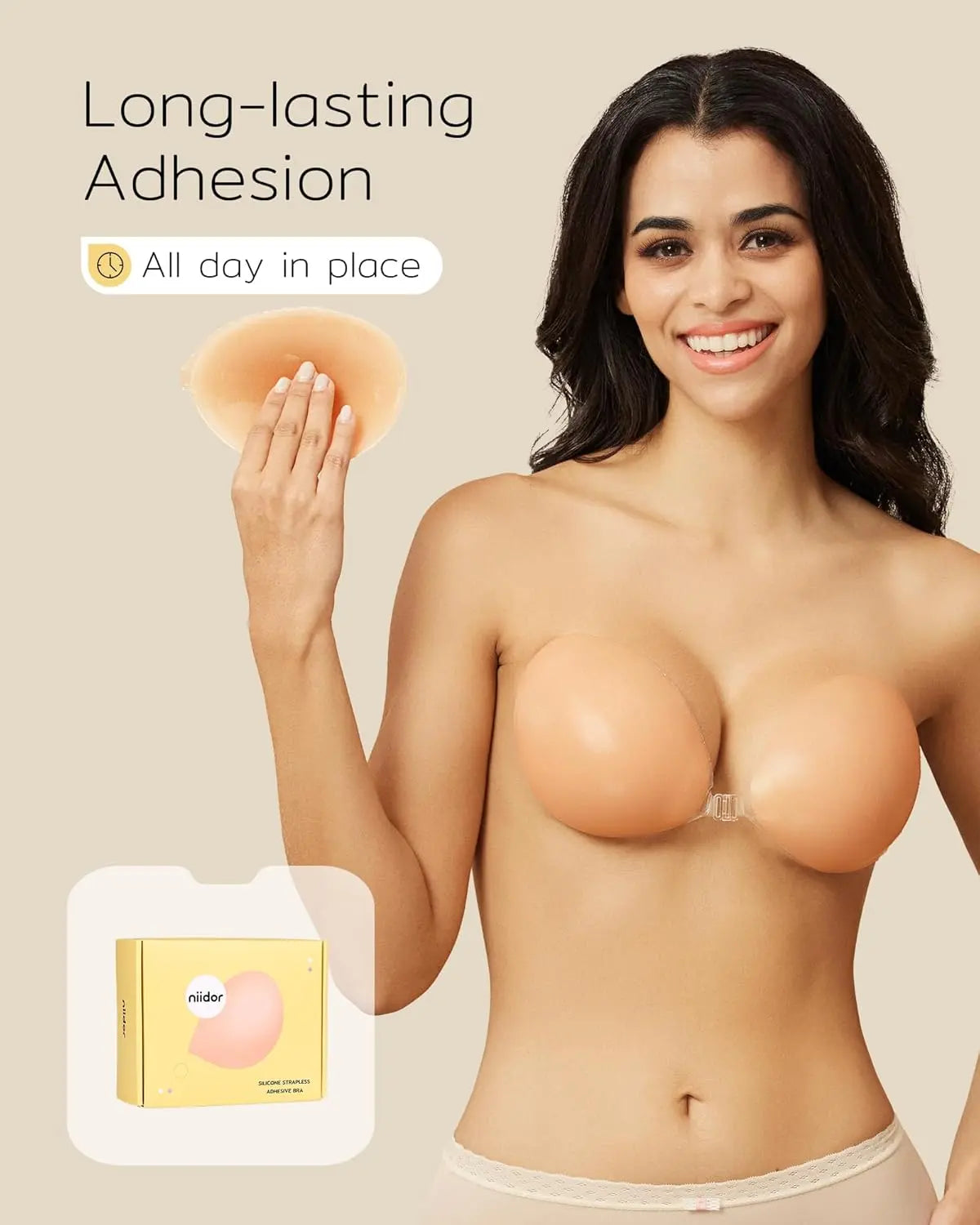 Silicone Adhesive Push-Up Bra for Backless Dresses Orange Preference