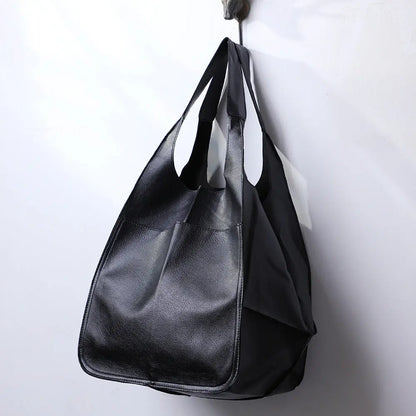 Chic Oversized Leather Tote Orange Preference