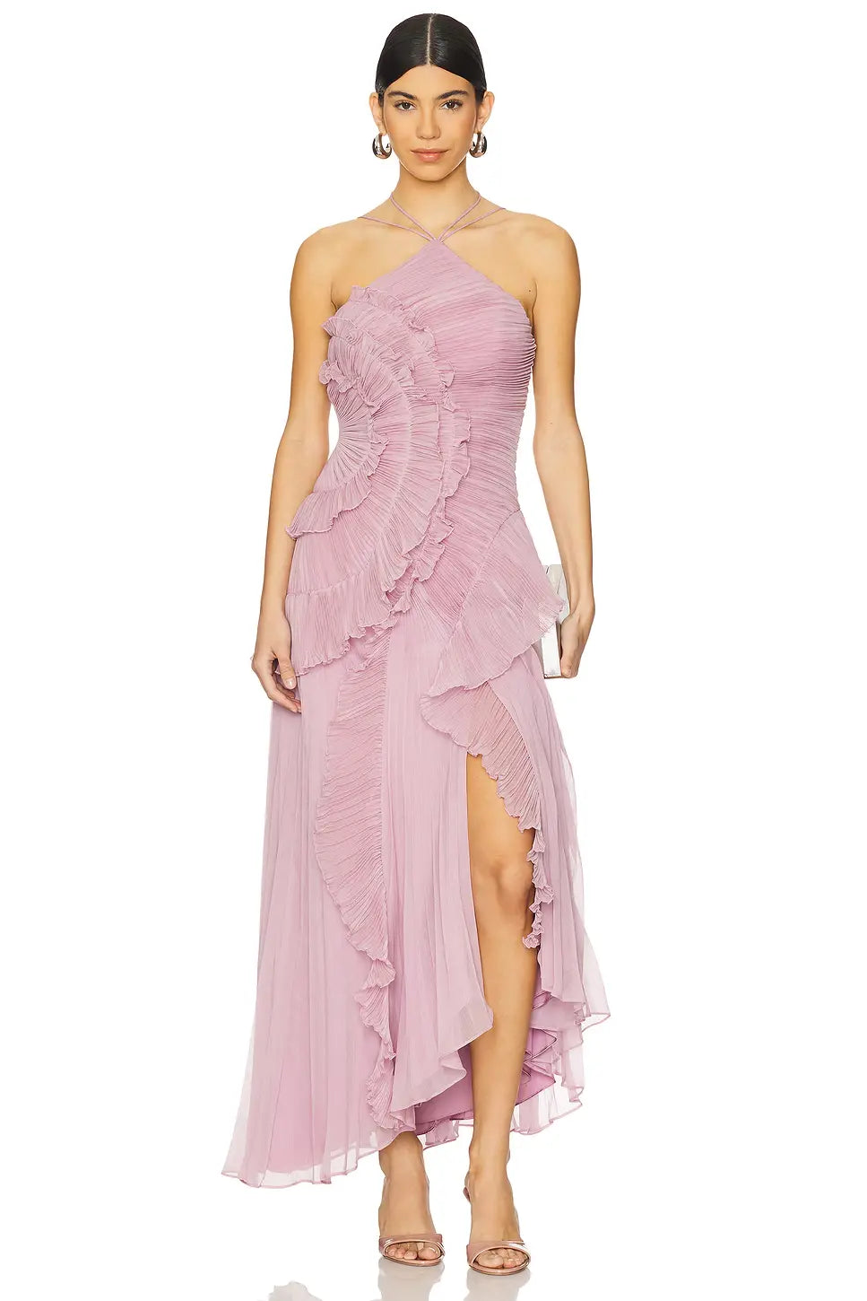 ✨ Elegant Pleated Maxi Dress – Grace in Every Step Orange Preference