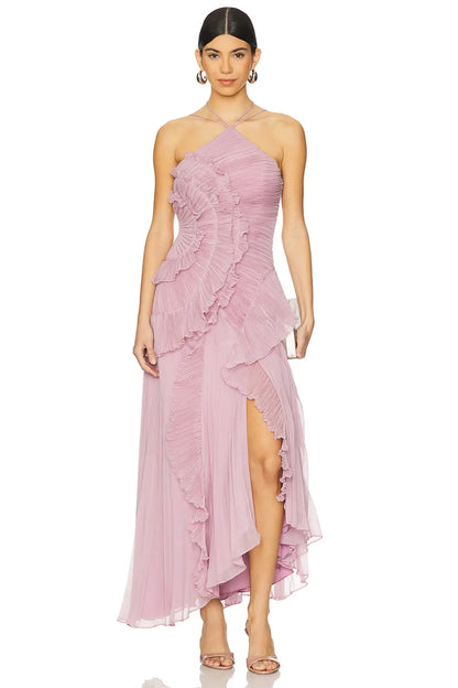 ✨ Elegant Pleated Maxi Dress – Grace in Every Step Orange Preference