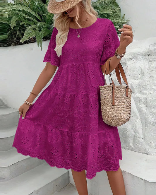 Elegant Lace Midi Dress Orange Preference