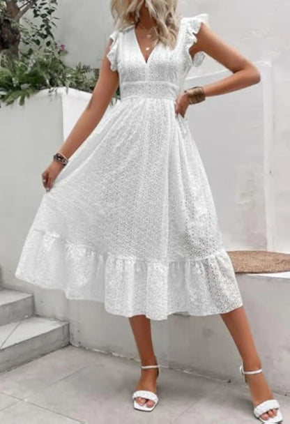Flutter Sleeve Summer Dress Orange Preference